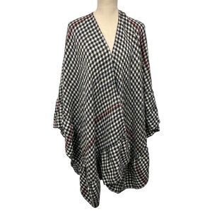 TORRID Ruana Wrap Gingham Plaid Layering Ruffle Womens One Size Black White NWT
